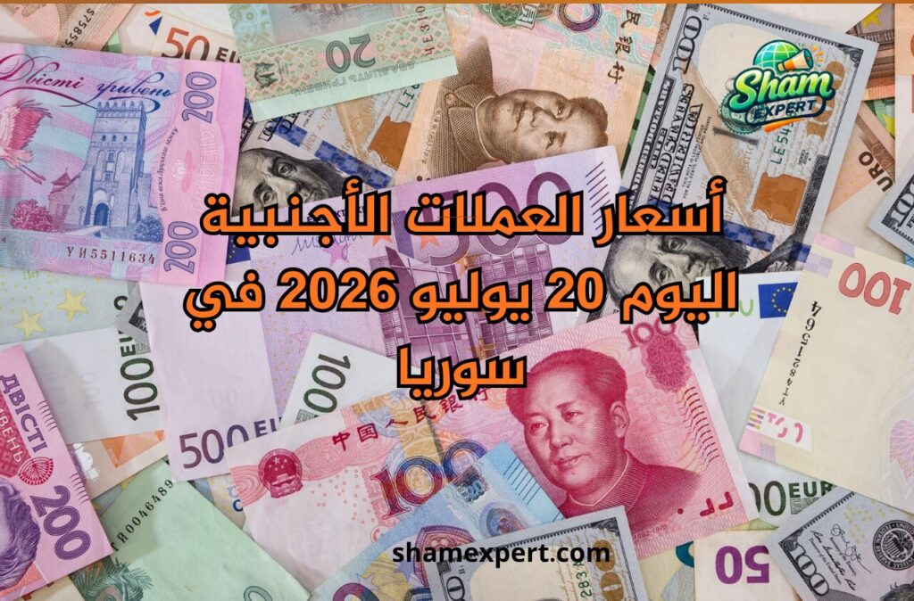 أسعار العملات الأجنبية اليوم 20 يوليو 2026 في سوريا