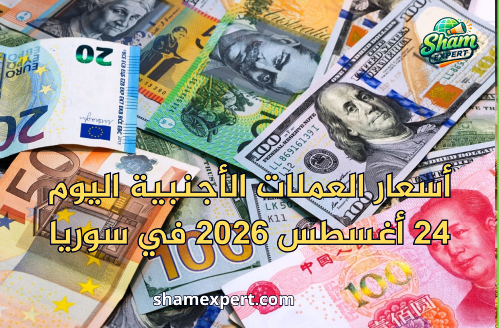 أسعار العملات الأجنبية اليوم 24 أغسطس 2026 في سوريا