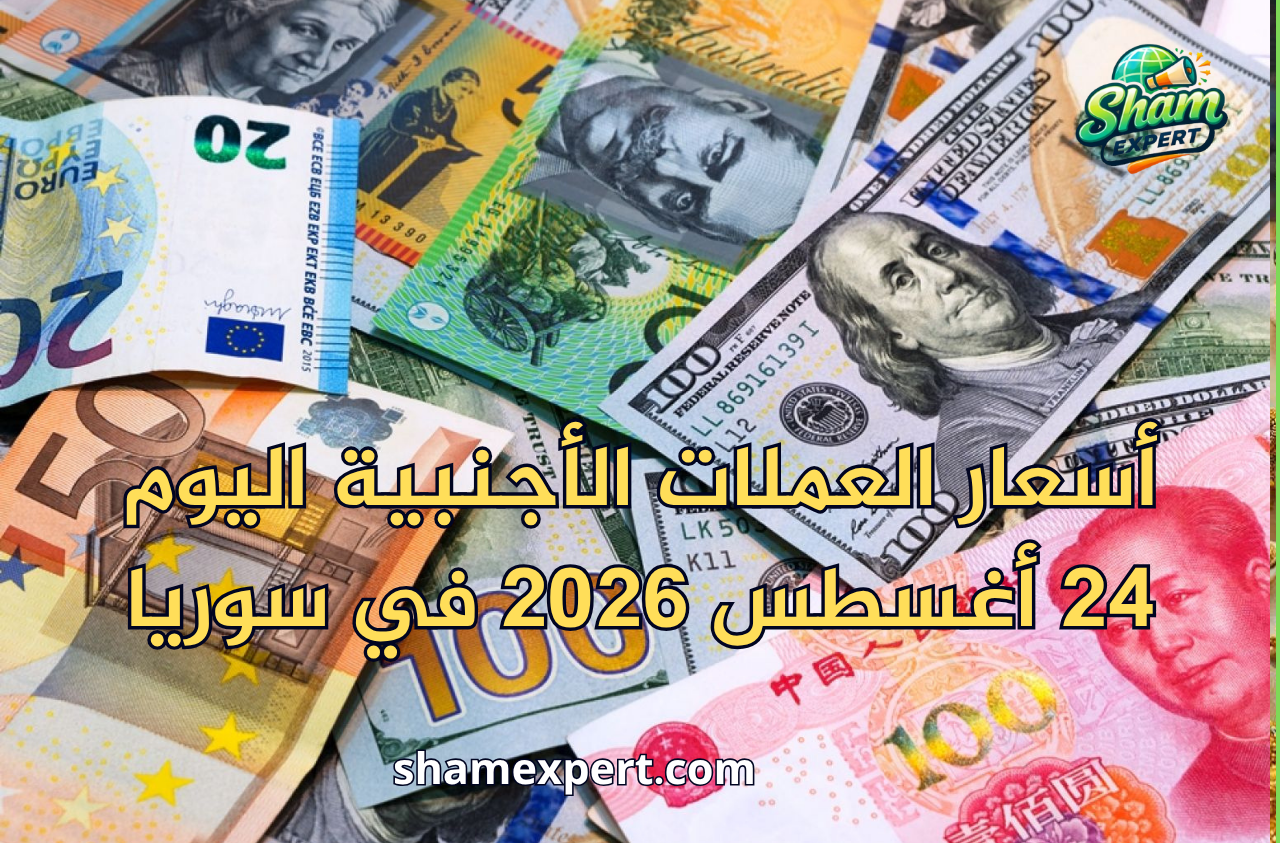 أسعار العملات الأجنبية اليوم 24 أغسطس 2026 في سوريا