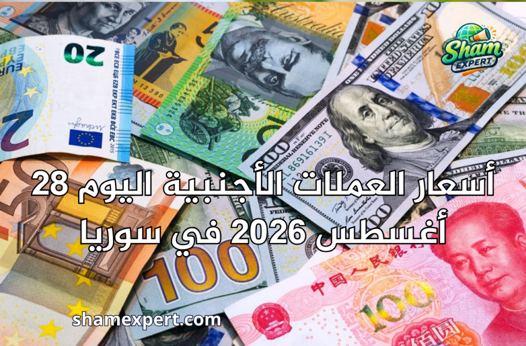 أسعار العملات الأجنبية اليوم 28 أغسطس 2026 في سوريا