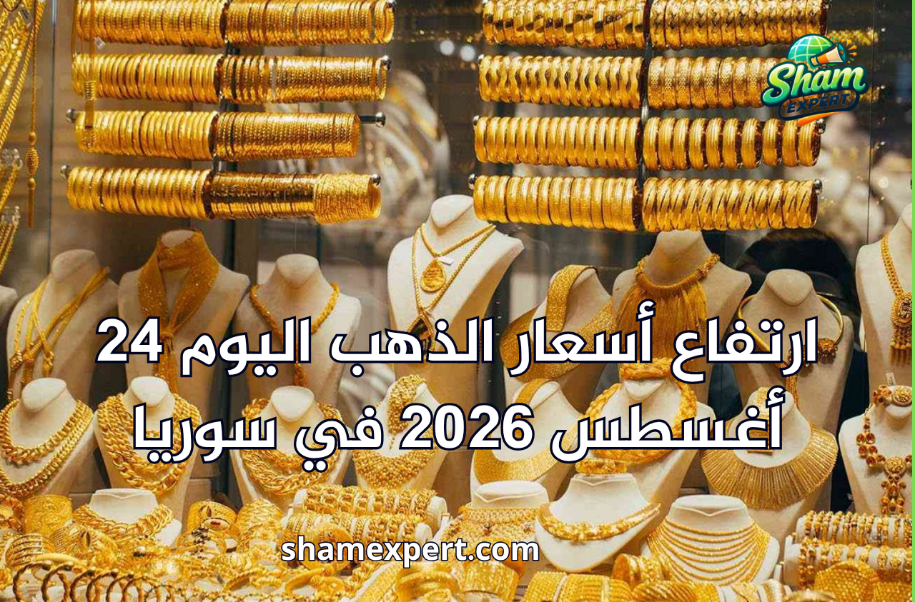 ارتفاع أسعار الذهب اليوم 24 أغسطس 2026 في سوريا